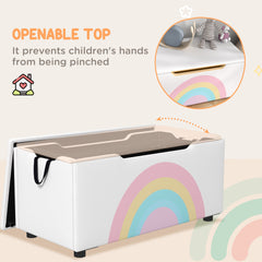 Toy Chest, Kids Toy Bench Box, Lightweight Storage Bench with Lid and Side Handles, for Nursery Room Playroom Bedroom, Gift for 3-8 Years Old, White