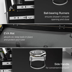 6 Drawer 24" Portable Tool Box with Top Case, Ball Bearing Slides, Metal Tool Chest for Garage, Household and Warehouse