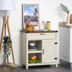 Rustic Barn Door Storage Cabinet Modern Farmhouse Buffet Sideboard for Kitchen & Dining Room Dark Oak