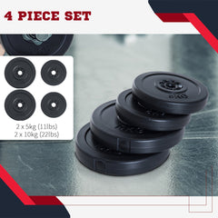 4 Piece dumbbell Weight Plates Set 2 x 11lbs and 2 x 22lbs Black (Weights Only)
