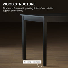 47" x 30" Dining Table, Farmhouse Dining Room Table with Pine Wood Frame, Space Saving Kitchen Table, Black