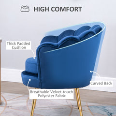 Modern Accent Chair, Velvet-Touch Fabric Leisure Club Chair with Gold Metal Legs for Bedroom, Dark Green