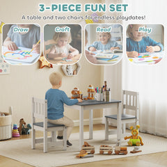 Kids Table and Chairs Set, Toddler Table and 2 Chair Set for Activity, Art, Craft, Reading, Learning, Grey