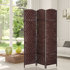 6ft Folding Room Divider, 3 Panel Wall Partition with Wooden Frame for Bedroom, Home Office, Natural