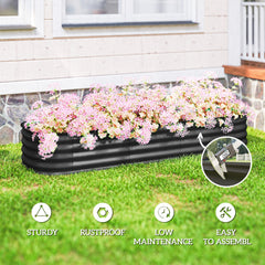4.9 x 2 x 1ft Galvanized Raised Garden Bed Kit, Metal Planter Box with Safety Edging, Black