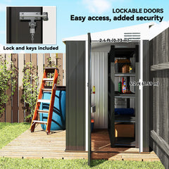 4' x 8' Outdoor Storage Shed Lean to Shed Outdoor Metal Tool Shed with Lockable Door and Air Vents, Light Grey