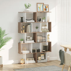 5-Tier Geometric Bookcase Display Shelf Storage Shelf Modern Room Divider Living Room Home Office Furniture, White