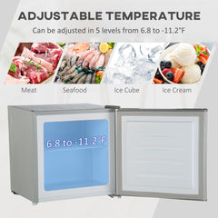 1.1 Cu. Ft. Mini Freezer, Compact Upright Freezer with Reversible Door, Removable Shelf, Adjustable Temperature, Black