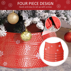 Christmas Tree Collar, 26" Metal Tree Ring Skirt, Home Xmas Decoration with Snowflake Engraving, Red