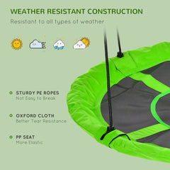 43.25" Saucer Swing, Nest Web Rope Seat with Adjustable Hanging Ropes, for Indoor Outdoor Children 3-12 Years Old, Blue