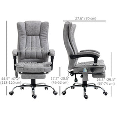 Office Chair 6-point Vibration Massage Chair Micro Fiber Recliner with Retractable Footrest Black