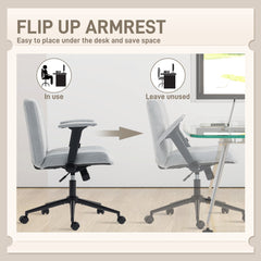 Criss Cross Chair with Flip-up Armrests, Wheels, Wide Office Chair with Adjustable Height, Tilting, Cream White