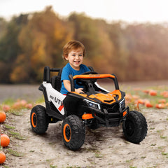 12V Kids Ride On Car with Remote Control, Battery Powered Electric UTV with Spring Suspension for Aged 3-5 Years, Orange