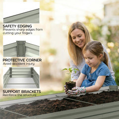 8'x2'x1' Galvanized Raised Bed, Large Elevated Planter Box for Growing Flowers, Herbs and Vegetables, Dark Grey