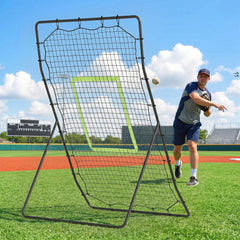 4 x 5.7ft Volleyball Rebounder Net with Strike Zone, Baseball Lacrosse Training Net for Pitching and Fielding