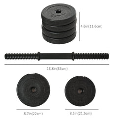 Adjustable 2 x 22lbs Weight Dumbbell Set for Weight Fitness Training Exercise Fitness Home Gym Equipment, Black (Pair)