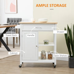 Rolling Kitchen Cart with Wood Top and Drawer, Kitchen Island on Wheels for Dining Room, Black | Canada