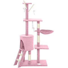 53" Cat Tree Tower, Kitten Activity Centre with Scratching Posts, Condo, Perches, Ladder, Hammock, Dangling Toys, Grey