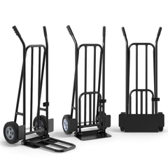 Heavy Duty Hand Truck Dolly with Dual Foldable Nose Plates-Black