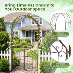 Heavy-Duty Metal Garden Arch with Gate and Safety Latch-Bronze