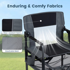 Heavy Duty Outdoor Camping Chair with Cup Holder and Bottle Opener-Black