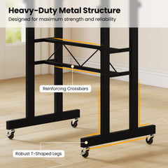 Height Adjustable Laptop Desk with Fabric Drawer Tablet Holder and Lockable Wheels-Black