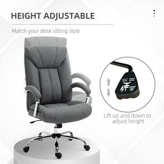 High Back Swivel Office Chair Task Ergonomic Linen Fabric Computer Chair, with Arm, Adjustable Height, Grey