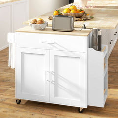 Kitchen Island with Storage, Rolling Kitchen Cart with Foldable Drop Leaf, Power Outlet and USB Ports, Black