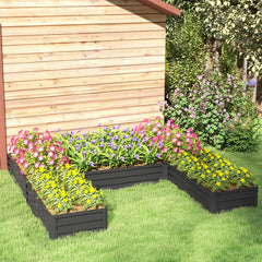 Steel Raised Garden Bed, Set of 5 Large Box Planters for Outdoor Plants Vegetables Flowers Herbs, 8x8x1ft, Black