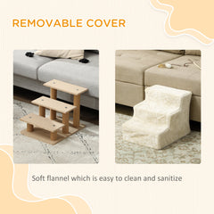4-Step Dog Ramp for Sofa, Bed, and Couch, with Removable Cover, Light Grey