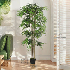 6FT Artificial Bamboo Tree Set of 2, Fake Plant with 1530 Leaves, Greenery Plant in Nursery Pot for Indoor, Green