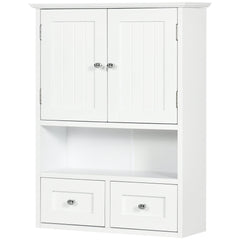 Bathroom Wall Cabinet, Medicine Cabinet, Over Toilet Storage Cabinet with Shelf and Drawers for Hallway, Living Room, White