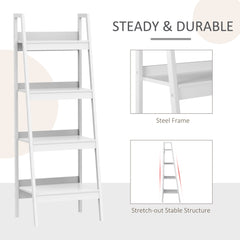Set of 2, 4 Tier Ladder Shelf Bookcase, Multi-Use Display Rack, Storage Shelving Unit Display Stand, Flower Plant Stand, Home Office Furniture, Black