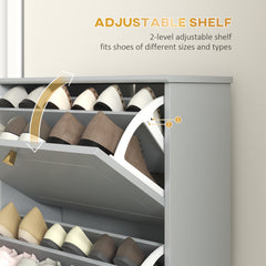Narrow Shoe Storage with 3 Flip Drawers and Adjustable Shelves, Shoe Cabinet Organizer for 12 Pairs of Shoes, Black