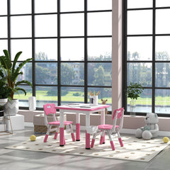 3 Pieces Toddler Table and Chair Set, Height Adjustable Kids Table and Chair Set w/ Storage, for Playroom Grey