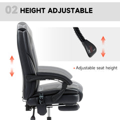 Massage Office Chair, Reclining Computer Chair with Adjustable Height and Footrest, Black