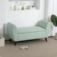 Upholstered Storage Bench with Arms, Modern Ottoman Bench for Bedroom, Entryway, and Living Room, Black
