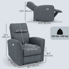 Power Recliner Chair, Dyed Fabric (Like Leathaire) Upholstered Recliner Chair with USB Ports, Footrest, Beige