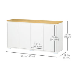 Sideboard Cabinet, Buffet Table with 2 Double Doors and Adjustable Shelves for Living Room, Entryway, White