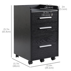 3 Drawer File Cabinet with Lock and Edged Top, Lockable Filing Cabinet on Wheels for Letter and A4 Size, White