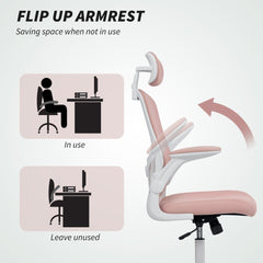 Ergonomic Office Chair, Mesh Desk Chair with Adjustable Headrest, Lumbar Support and Height, Flip-Up Armrests, Black