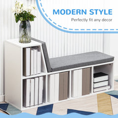 Multi-Purpose Bookshelf with 5 Cubes, 5-Cubby Bookcase with Cushioned Reading Nook and Storage Shelves, Blue