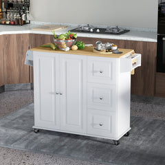 Kitchen Island on Wheels, Kitchen Cart with Drop Leaf, Drawers, Grey