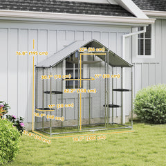 Large Catio Outdoor Cat Enclosure with Waterproof Cover, Walk-in Cat Patio w/ 5 Adjustable Platforms & Hammock 79" W
