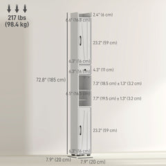 Narrow Bathroom Cabinet, Tall Bathroom Storage Cabinet with Barn Doors, Drawer and Adjustable Shelves, Brown Wood Grain