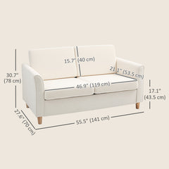 2-Seat Sofa Two-Seater Couch with Armrests and Wood Legs for Living Room, Bedroom, Dark Grey