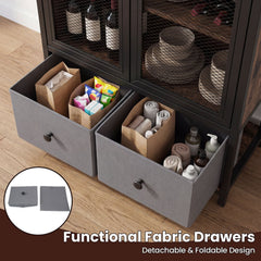 Industrial Coffee Bar Cabinet with 2-Tier Storage Compartment-Rustic Brown