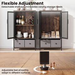 Industrial Coffee Bar Cabinet with 2-Tier Storage Compartment-Rustic Brown