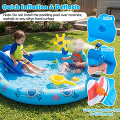 Marine Life Inflatable Play Centre with Shark Slide, Lighthouse Sprayer and Fishing Game