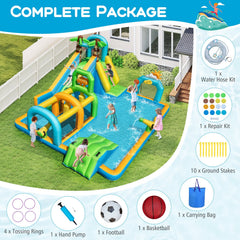 Tropical Inflatable Aqua Park with Tunnel, Downpour and Climbing Wall, Blower Excluded